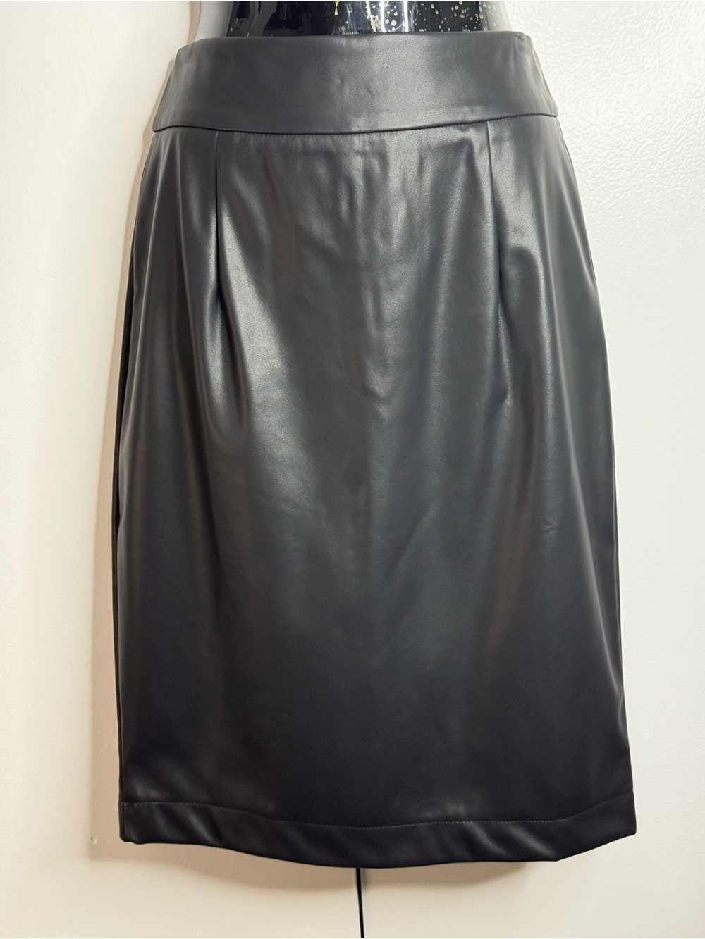 April Black Faux Leather Midi Skirt Size M - NWOT